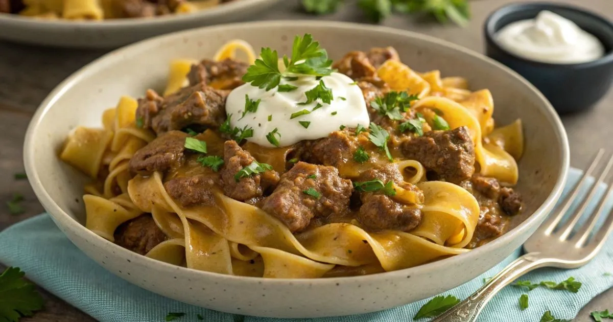 instant pot ground beef stroganoff