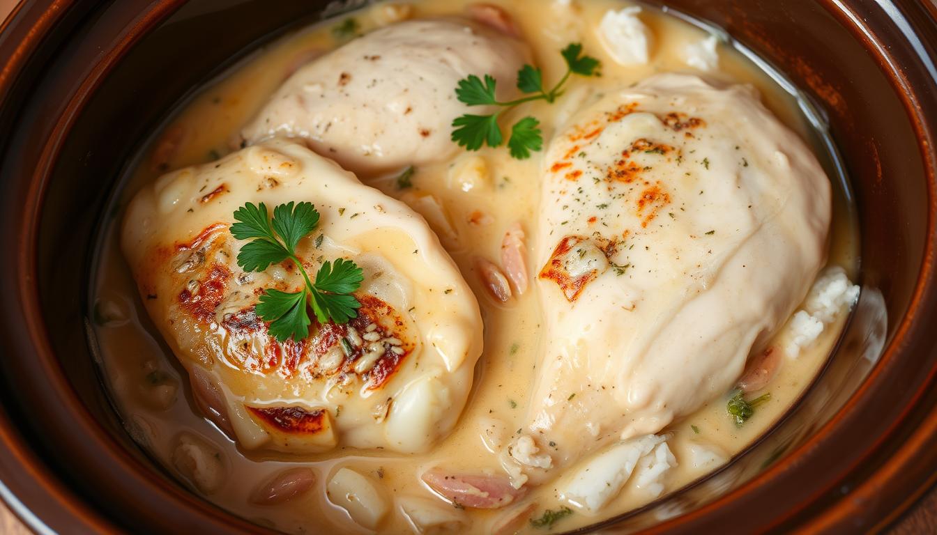 cream cheese chicken in a crock pot